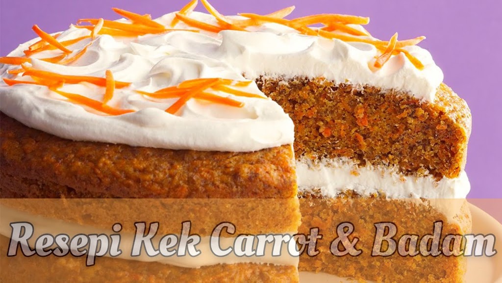 Moist Malaysian carrot almond cake with cream cheese frosting and almond toppings